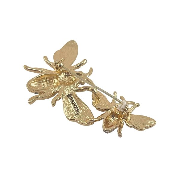 Vintage Napier Bee Brooch Pin With Rhinestone Accents and Enamel Wings - Picture 8 of 8